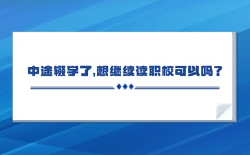 中途輟學了，想繼續讀職校可以嗎？